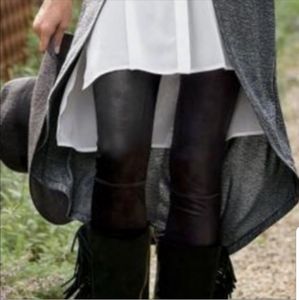 Soft Surroundings Black Faux Leather Leggings Large